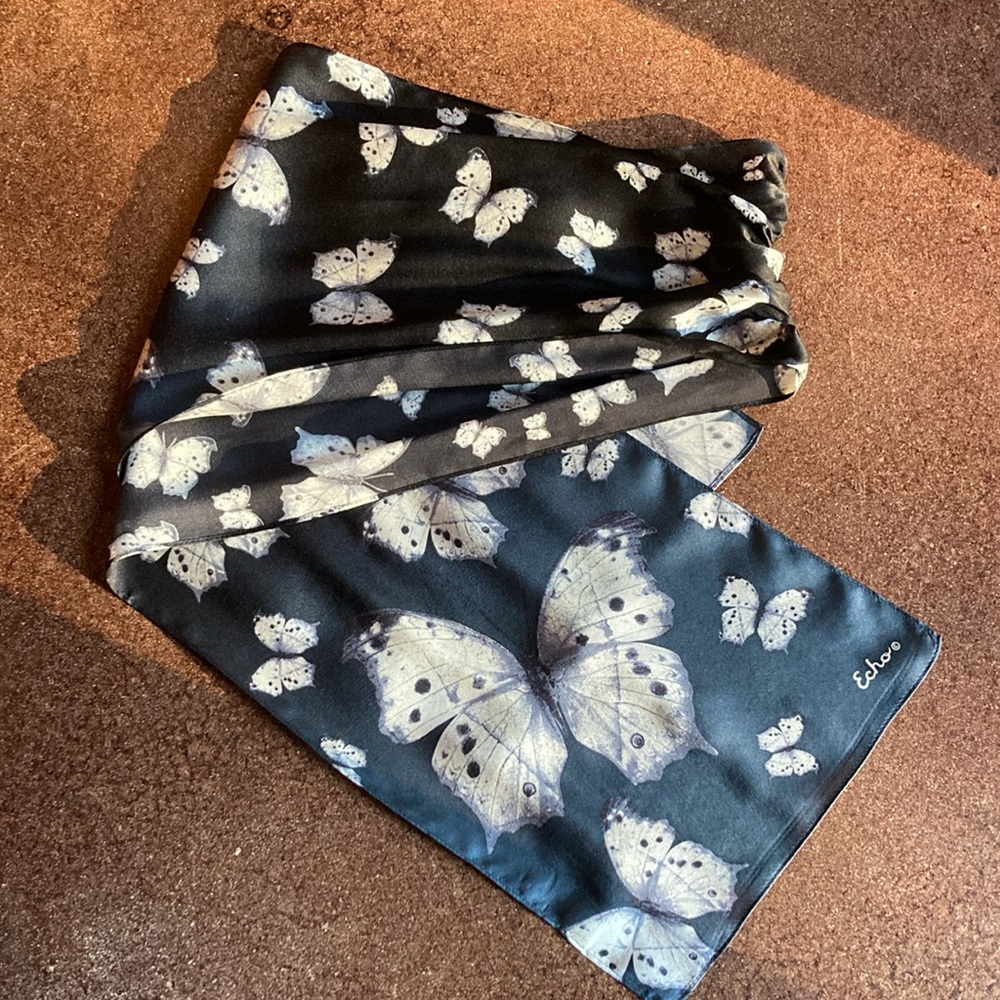 Echo butterfly print silk scarf